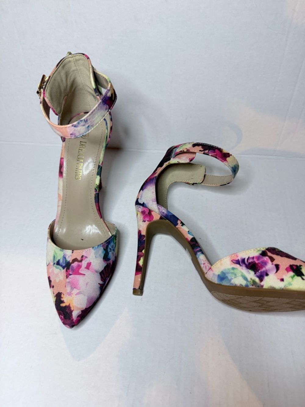 Dream Pairs Multicolor Floral Pointed-Toe Ankle-Strap Heels - Picture 5 of 8